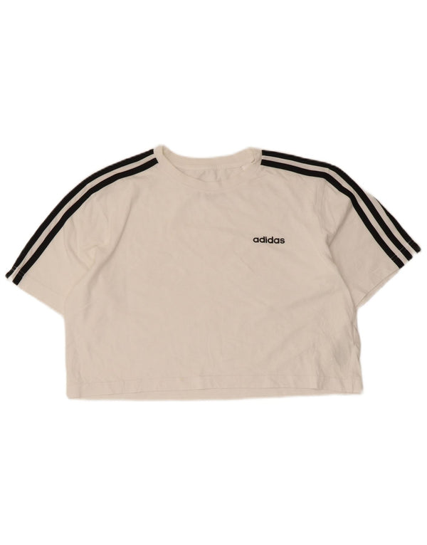 ADIDAS T-shirt court surdimensionné pour femme UK 4/6 XS Blanc Coton