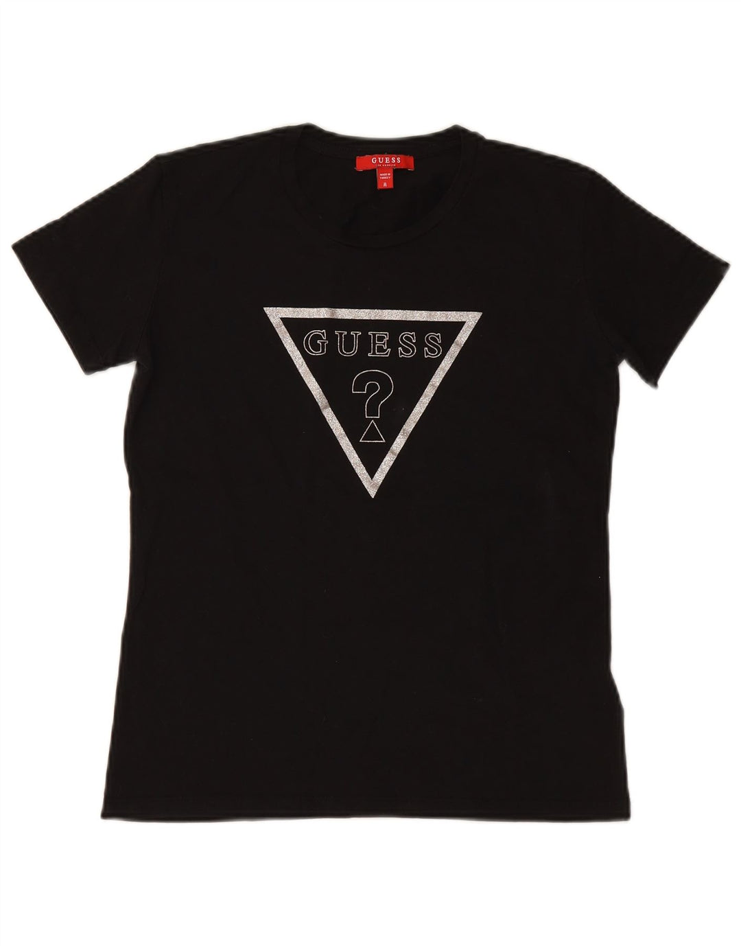GUESS T-shirt graphique pour femme UK 12 en coton noir moyen