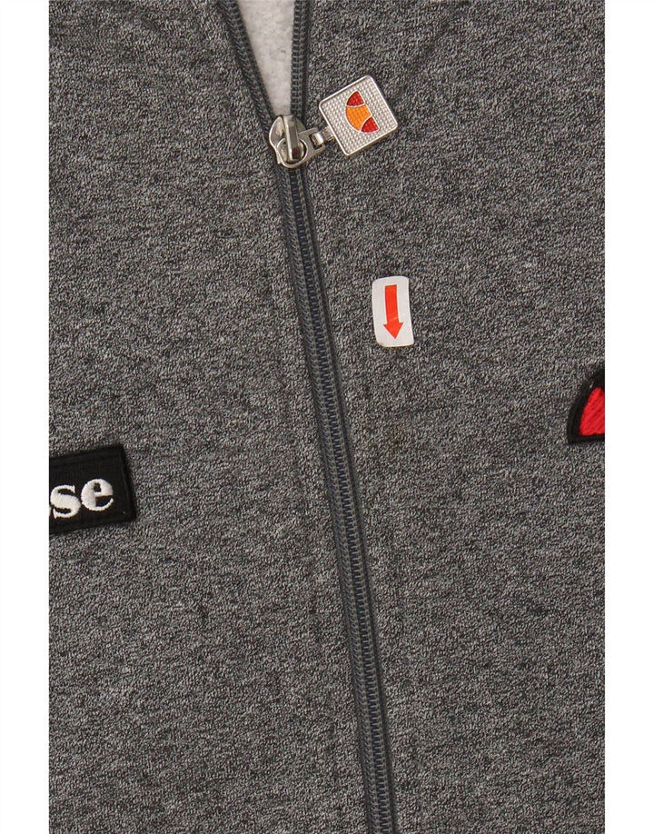 ELLESSE Pull à capuche zippé graphique pour femme UK 4 XS Gris chiné en coton