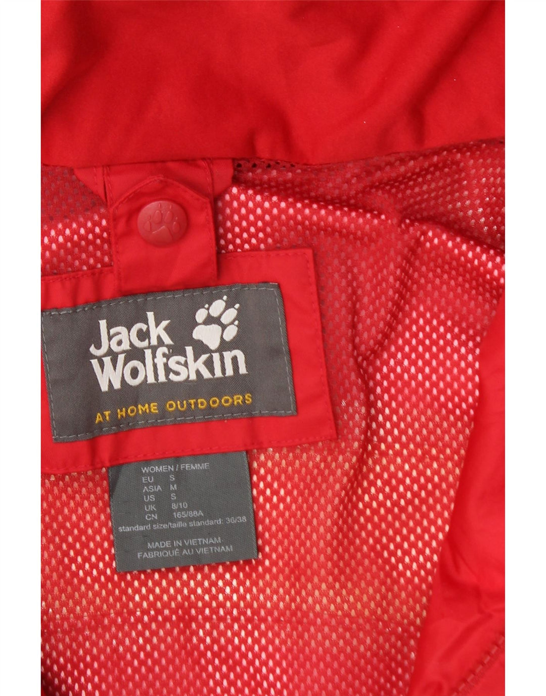 JACK WOLFSKIN Veste de pluie à capuche pour femme UK 8/10 Small Rouge Polyamide