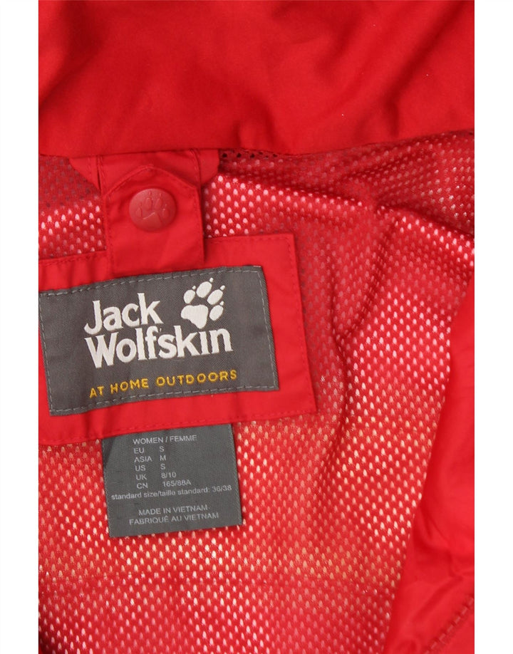 JACK WOLFSKIN Veste de pluie à capuche pour femme UK 8/10 Small Rouge Polyamide