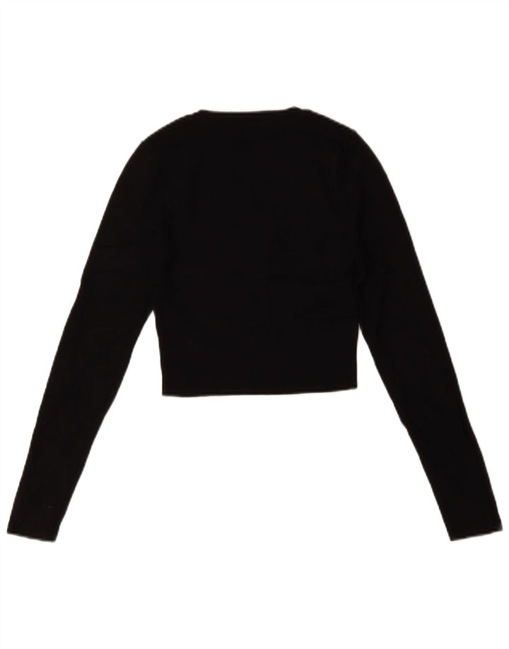 Zara Haut court surdimensionné à manches longues pour femme UK 10 Petite viscose noire