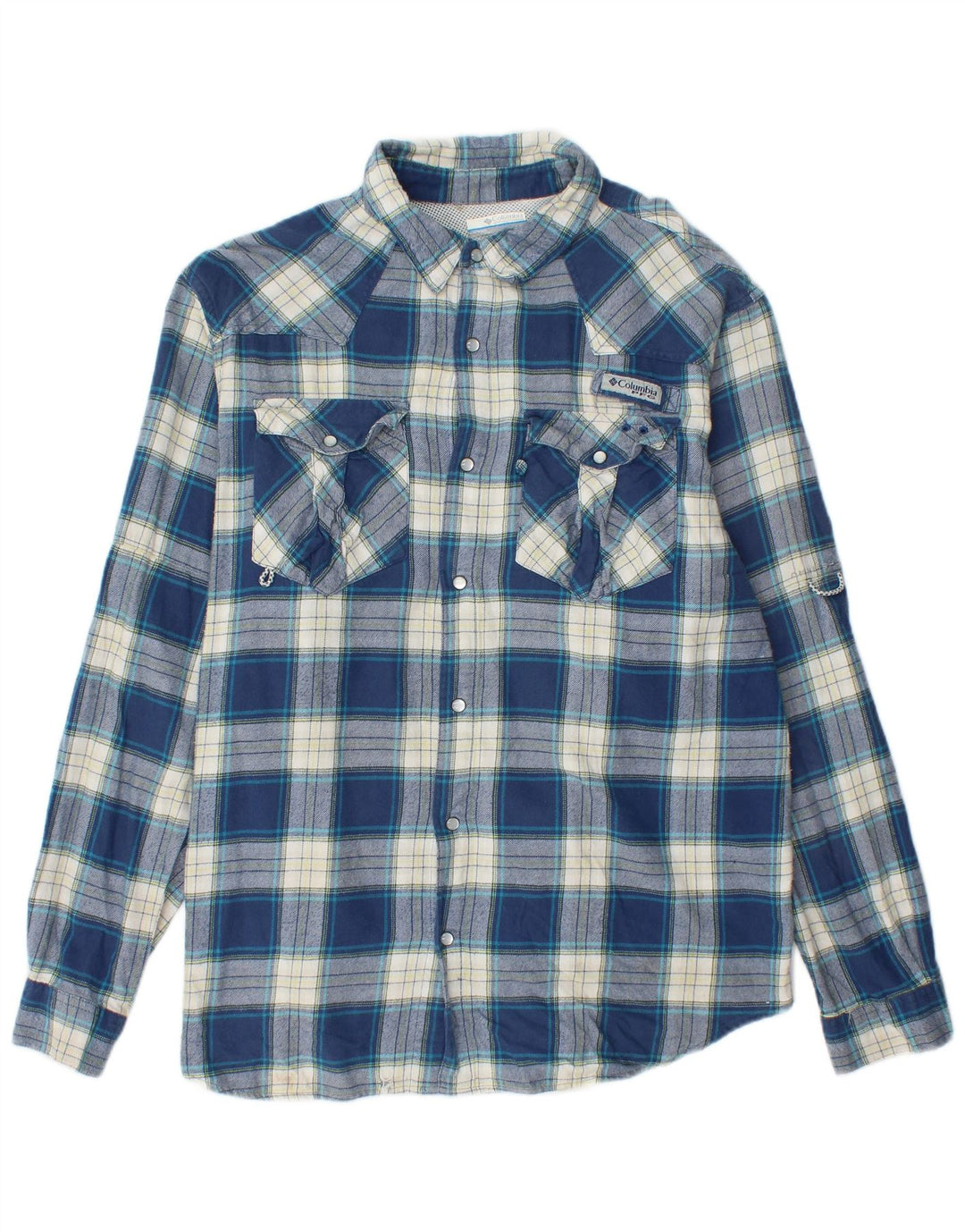 Columbia Chemise en flanelle pour homme, grand carreaux en coton bleu
