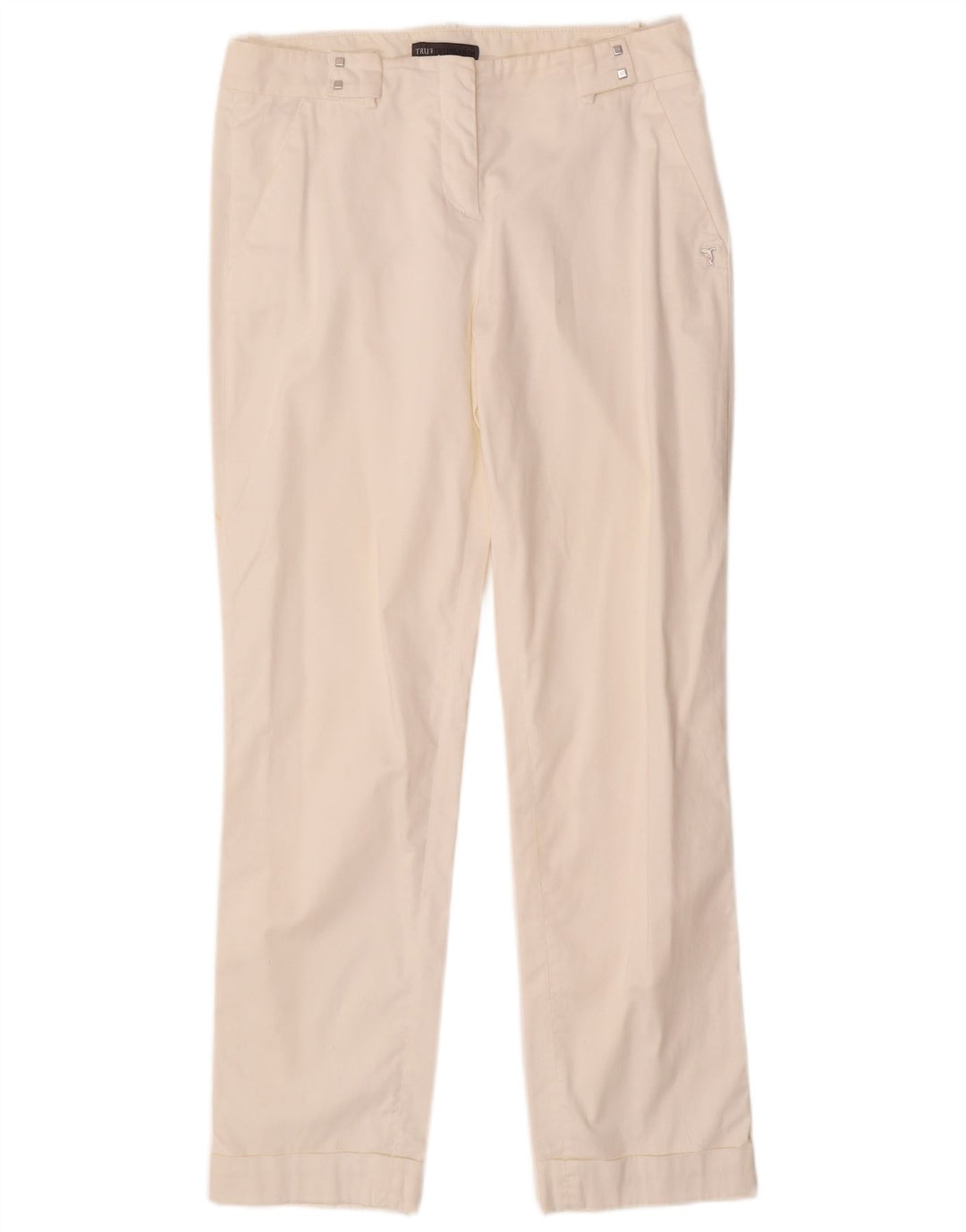 TRUSSARDI Pantalon Chino Droit Femme IT 42 Medium W28 L28 Coton Blanc
