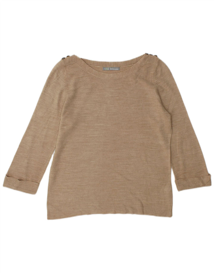 Marks & Spencer Pull col bateau pour femme UK 12 Beige moyen