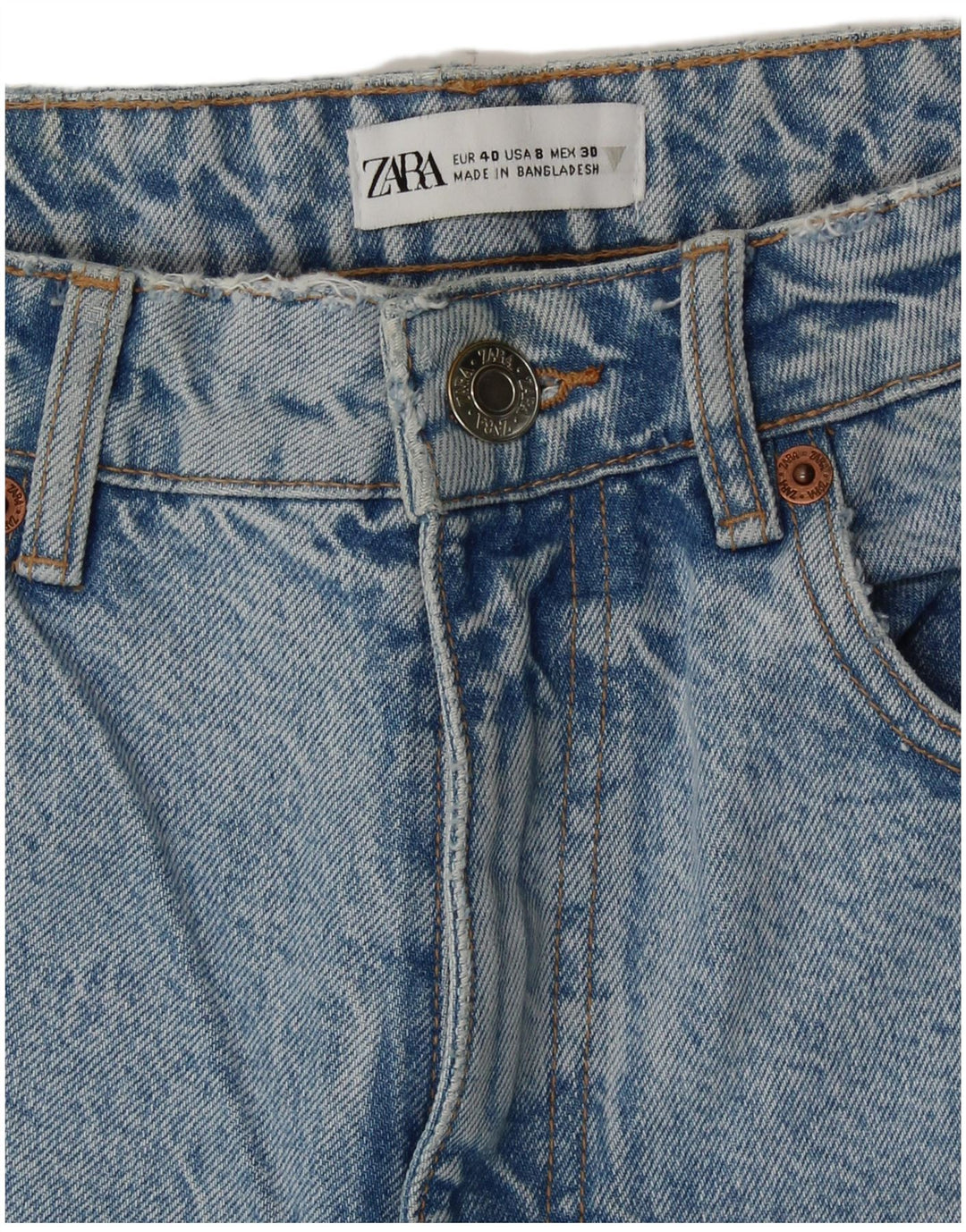 Zara Femme Jean Taille Haute EU 40 Moyen W30 L27 Bleu Coton