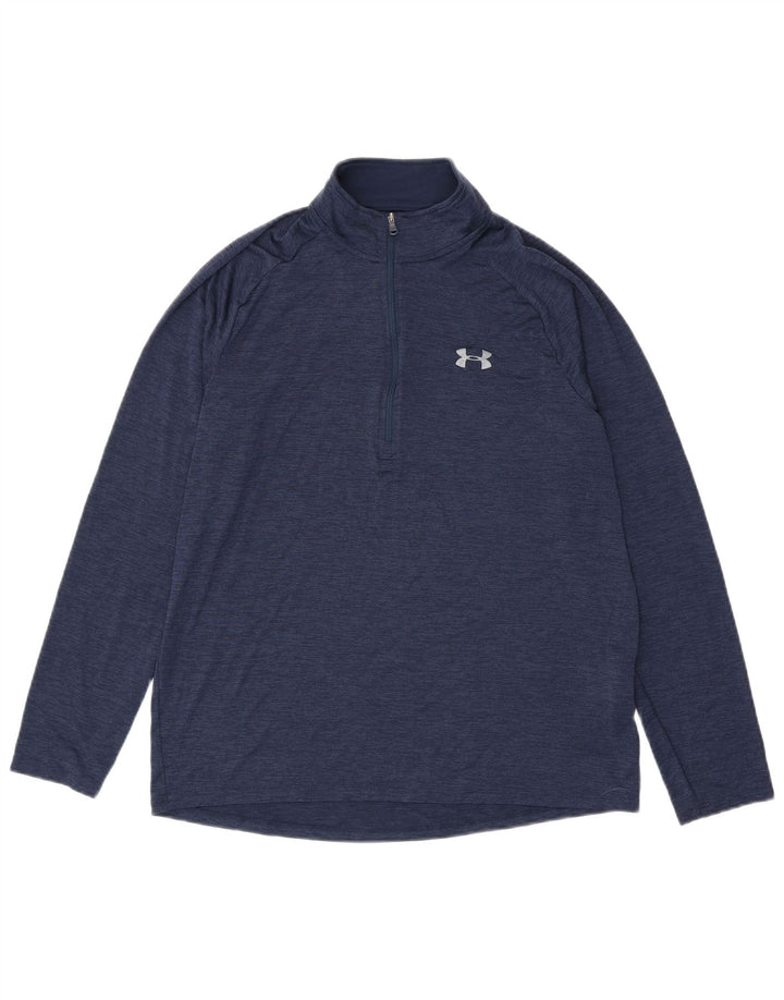 Under Armour Heat Gear Haut de survêtement à col zippé pour homme Bleu marine Taille L