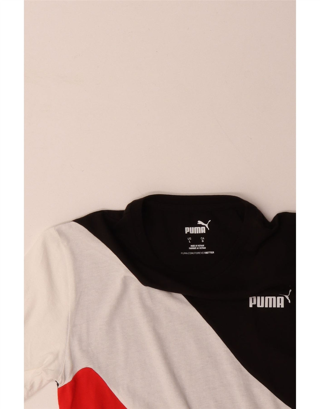 PUMA T-Shirt Femme UK 14 Grand Coton Colorblock Multicolore