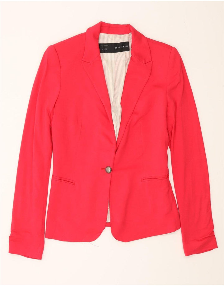 Zara Veste Blazer 1 Bouton Femme UK 10 Petite Viscose Rose