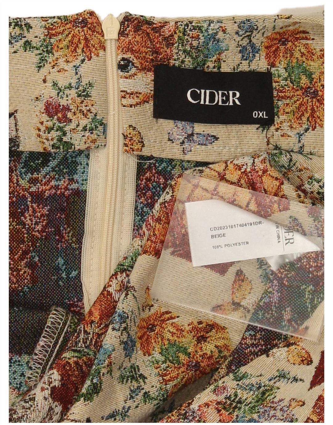 Cider Mini robe trapèze rétro sans manches pour femme UK 18 XL Beige Polyester Chat