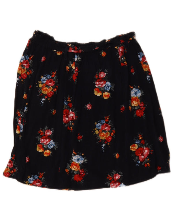 Oasis Jupe trapèze pour femme UK 8 Small W26 Bleu marine Floral Viscose
