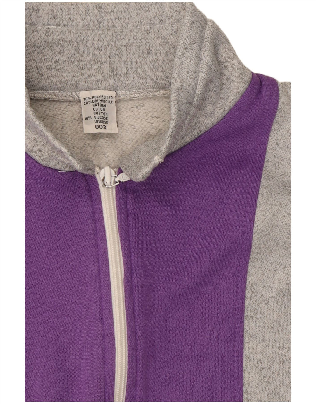 vintage Femme Survêtement Top Veste UK 12 Gris Moyen Colorblock Polyester
