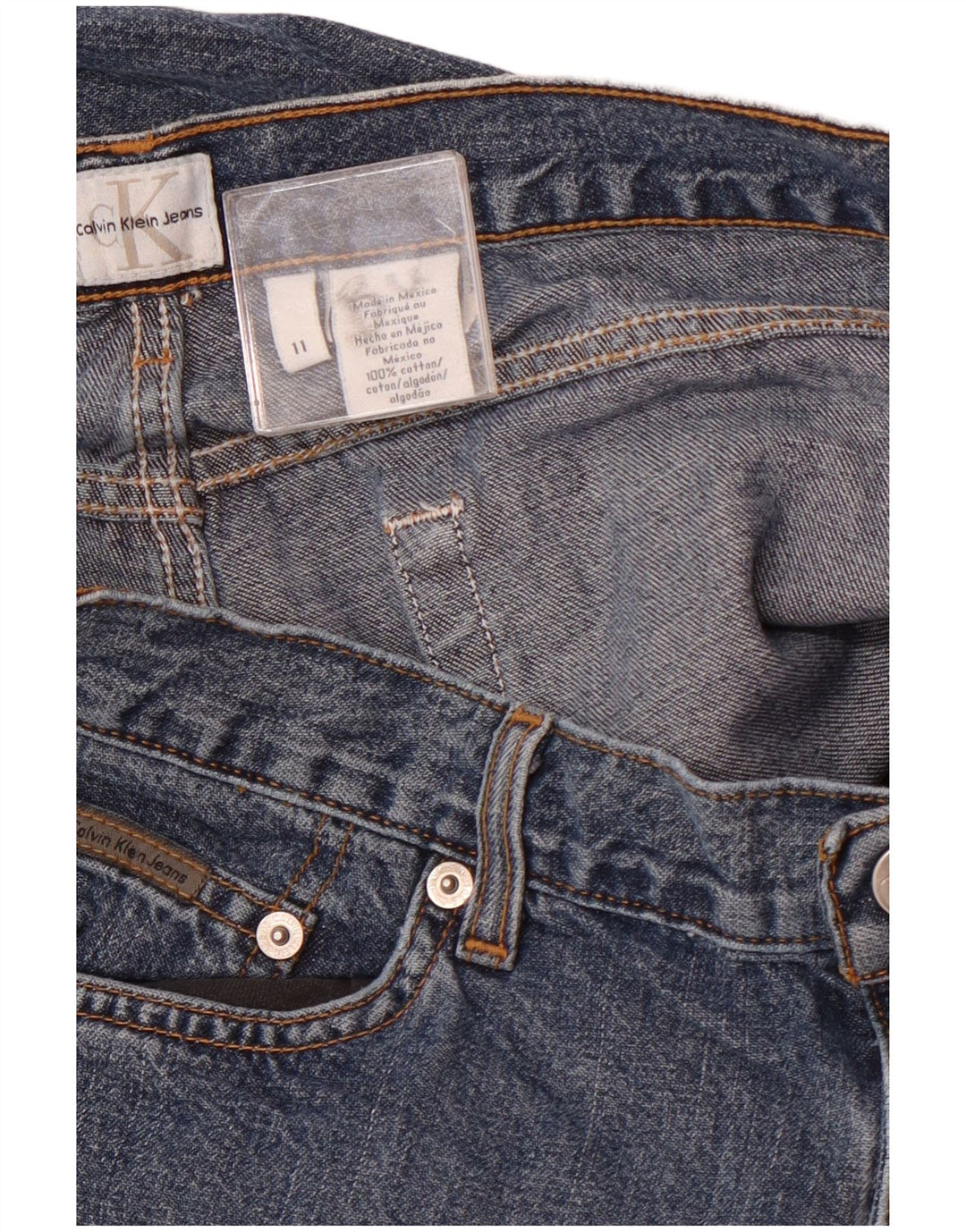 Calvin Klein Jeans bootcut pour femme US 11 Large W32 L32 Bleu Coton