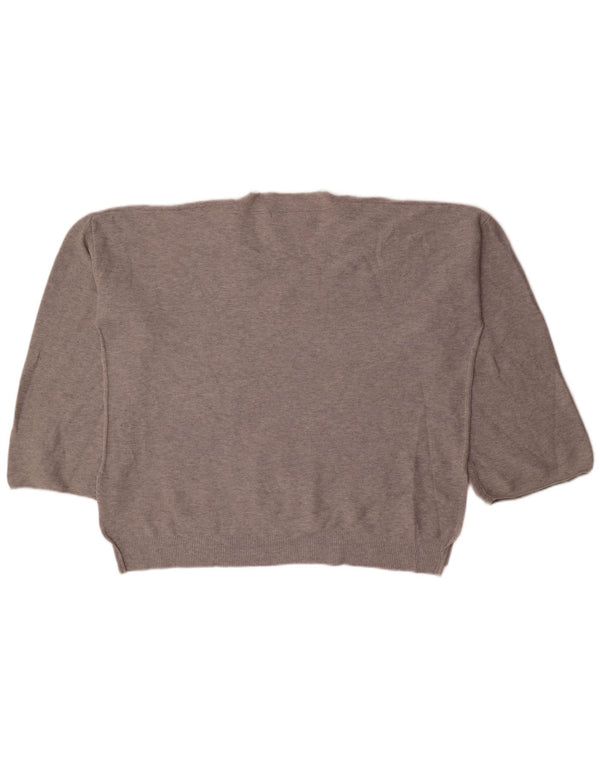 Marks & Spencer Pull col en V pour femme UK 22 3XL Gris chiné en coton