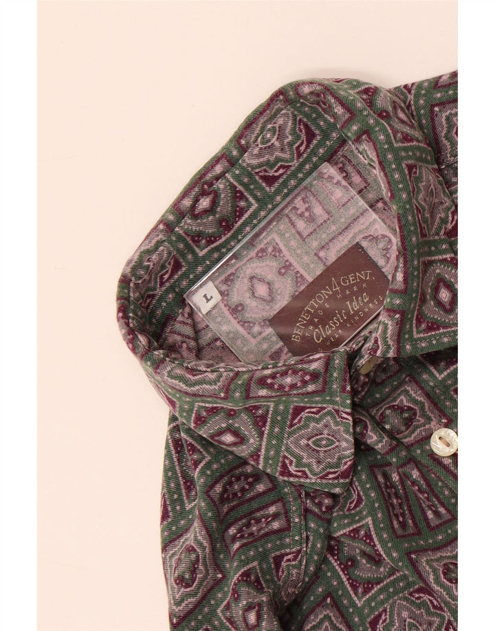Benetton Chemise Large Multicolore Géométrique Homme