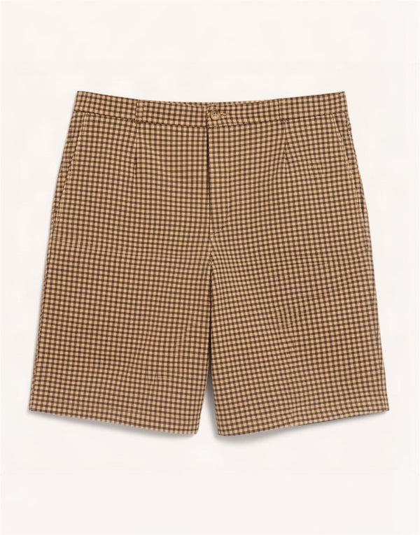 Norton & Wilson Short décontracté pour femme Large W36 Beige à carreaux