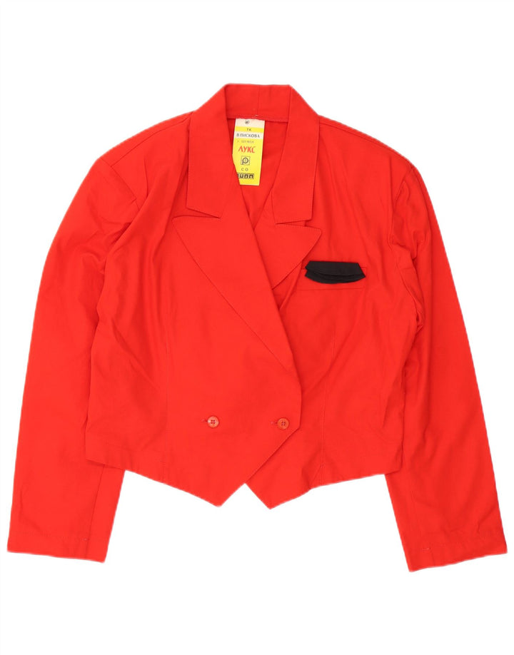 vintage Femme Double Breasted Blazer Veste UK 16 Grand Rouge
