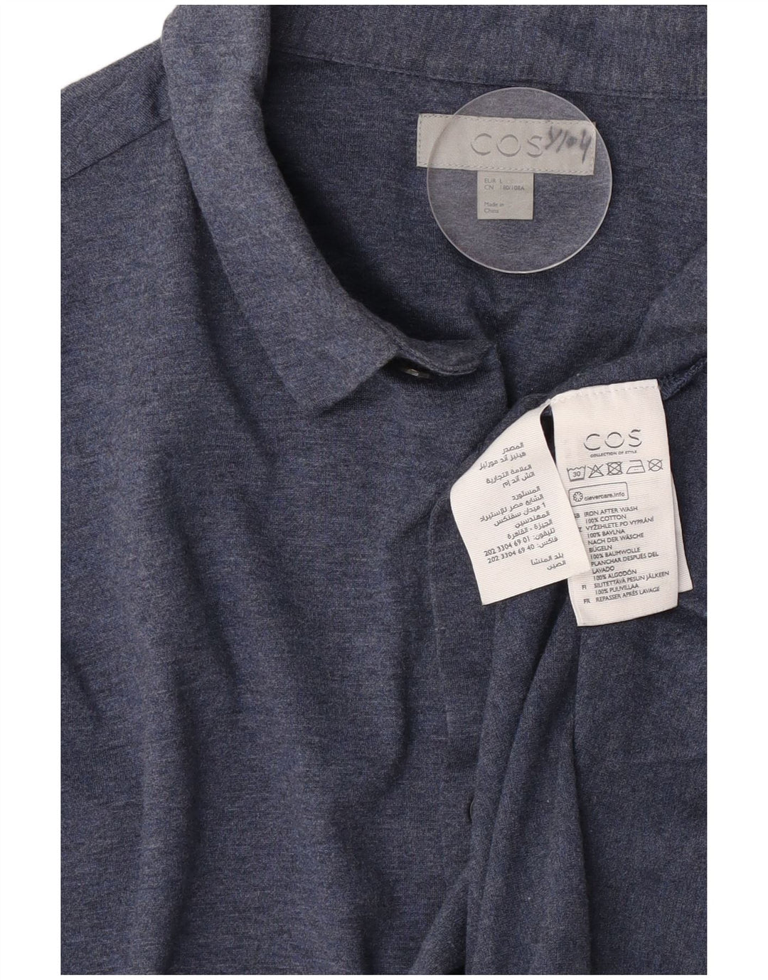 Cos Chemise Homme Large Bleu Marine Coton