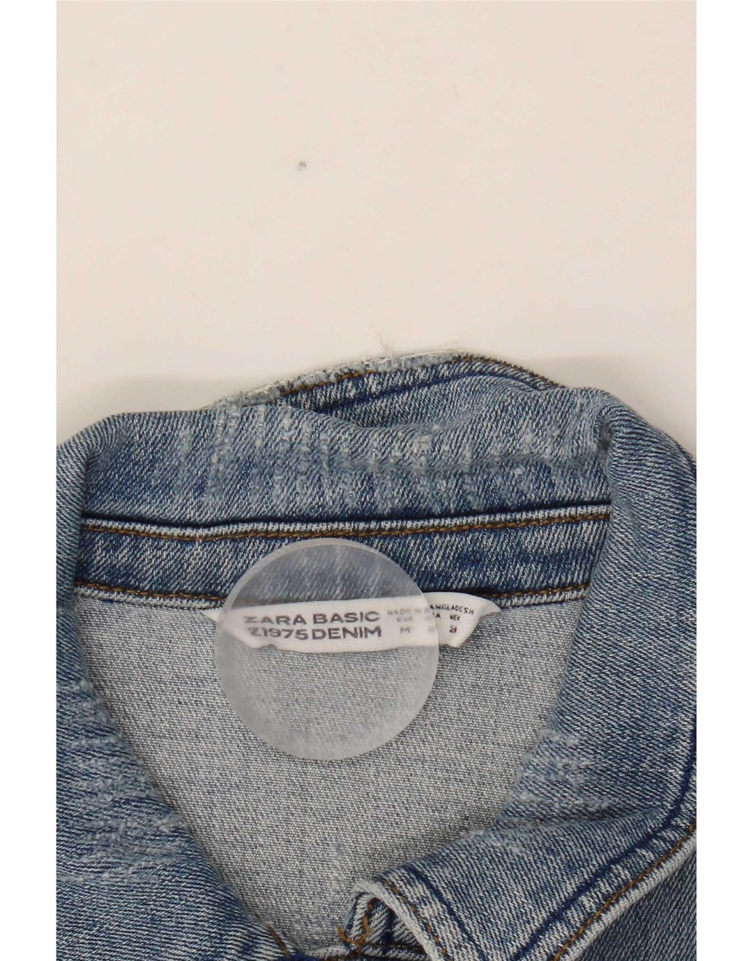 Zara Womens Crop Denim Jacket UK 12 Bleu Moyen Coton