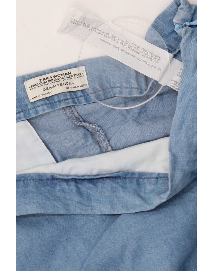 Zara Pantalon chaud taille haute pour femme Medium W28 Bleu Lyocell