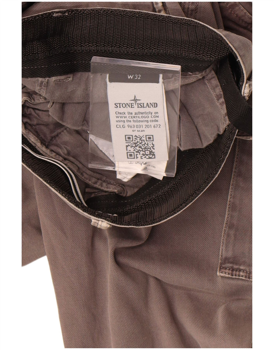 Stone Island Pantalon Cargo Droit Homme W32 L34 Gris Coton