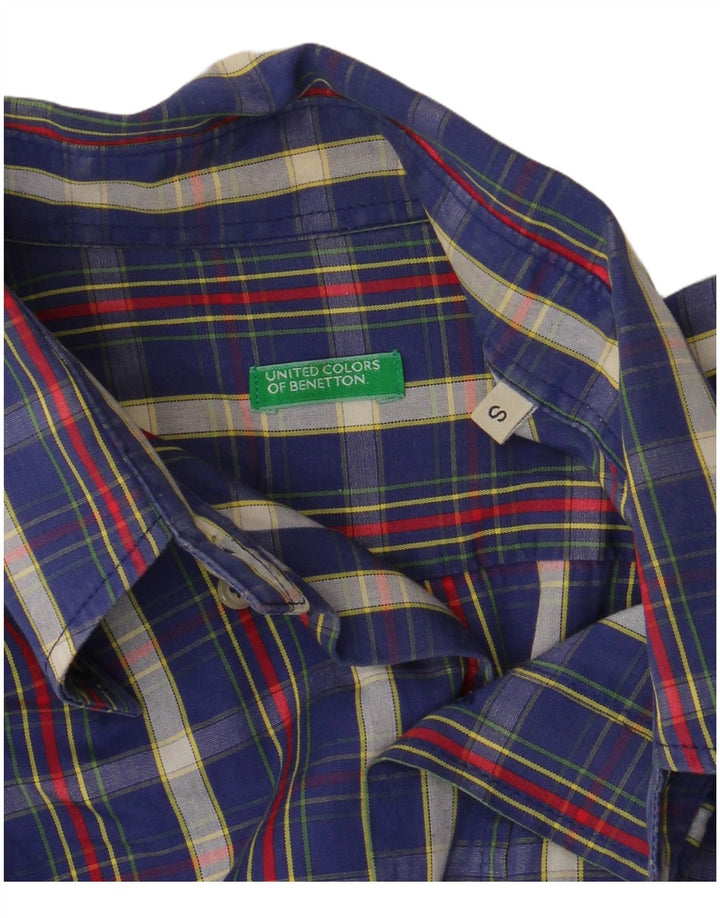 Benetton Chemise Homme Petit Carreau Bleu Marine