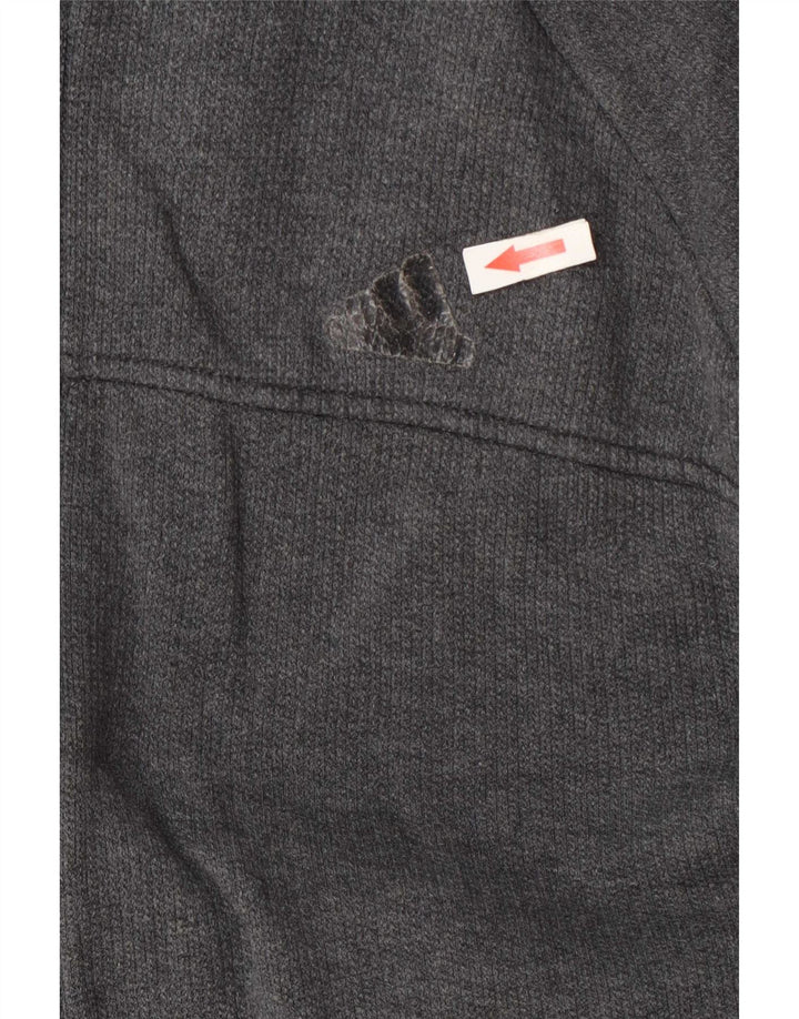 Adidas Pull à capuche zippé pour homme en coton gris moyen