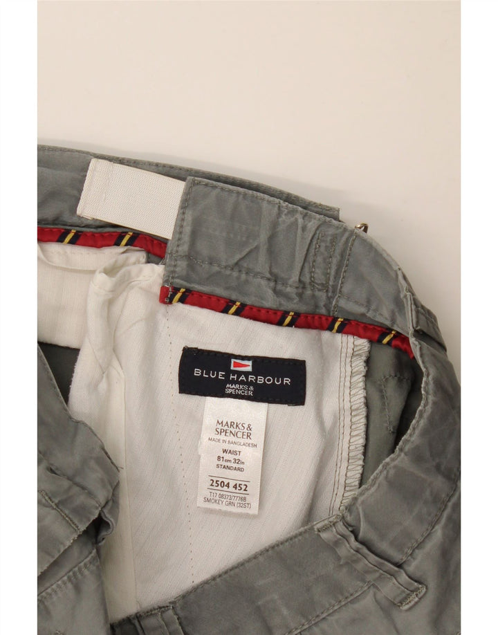 Marks & Spencer Short Chino Homme W32 Gris Moyen Coton