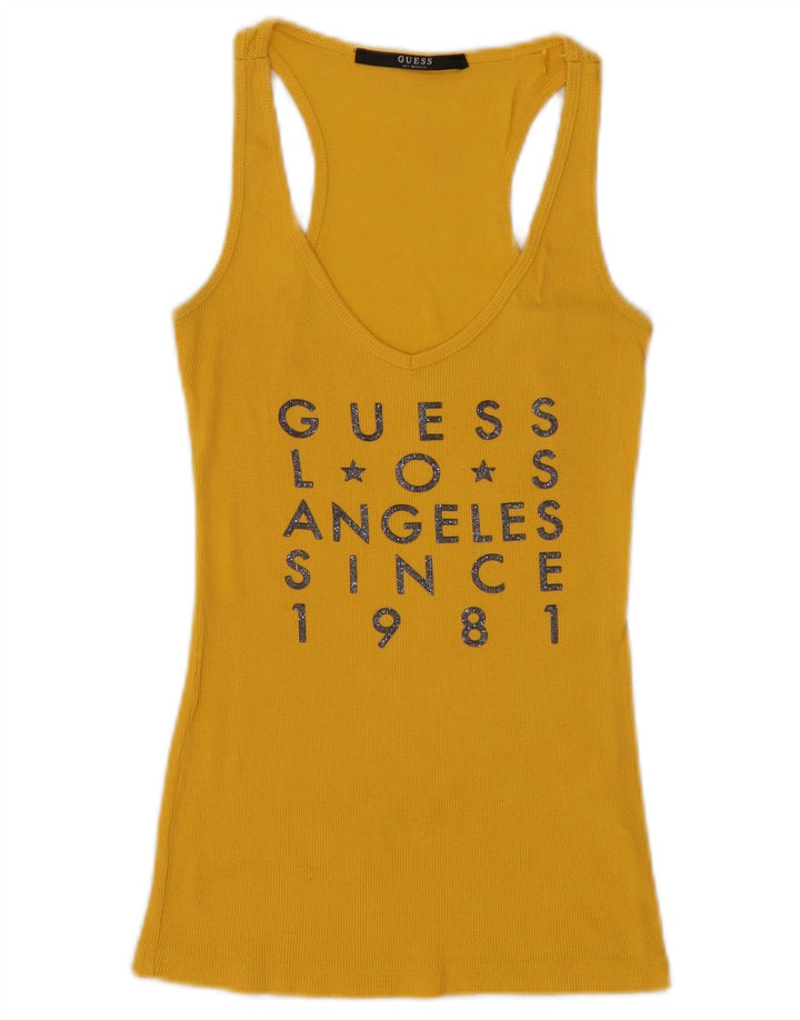 Guess Débardeur graphique pour femme UK 8 Small Jaune