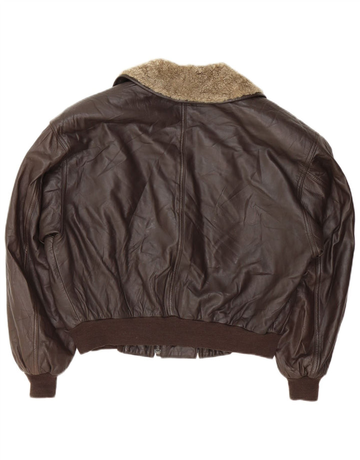 Ambiente Veste en cuir surdimensionnée pour femme UK 12 Cuir marron moyen