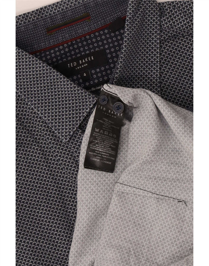 Ted Baker Chemise Homme Taille 4 Grand Coton Tacheté Bleu Marine