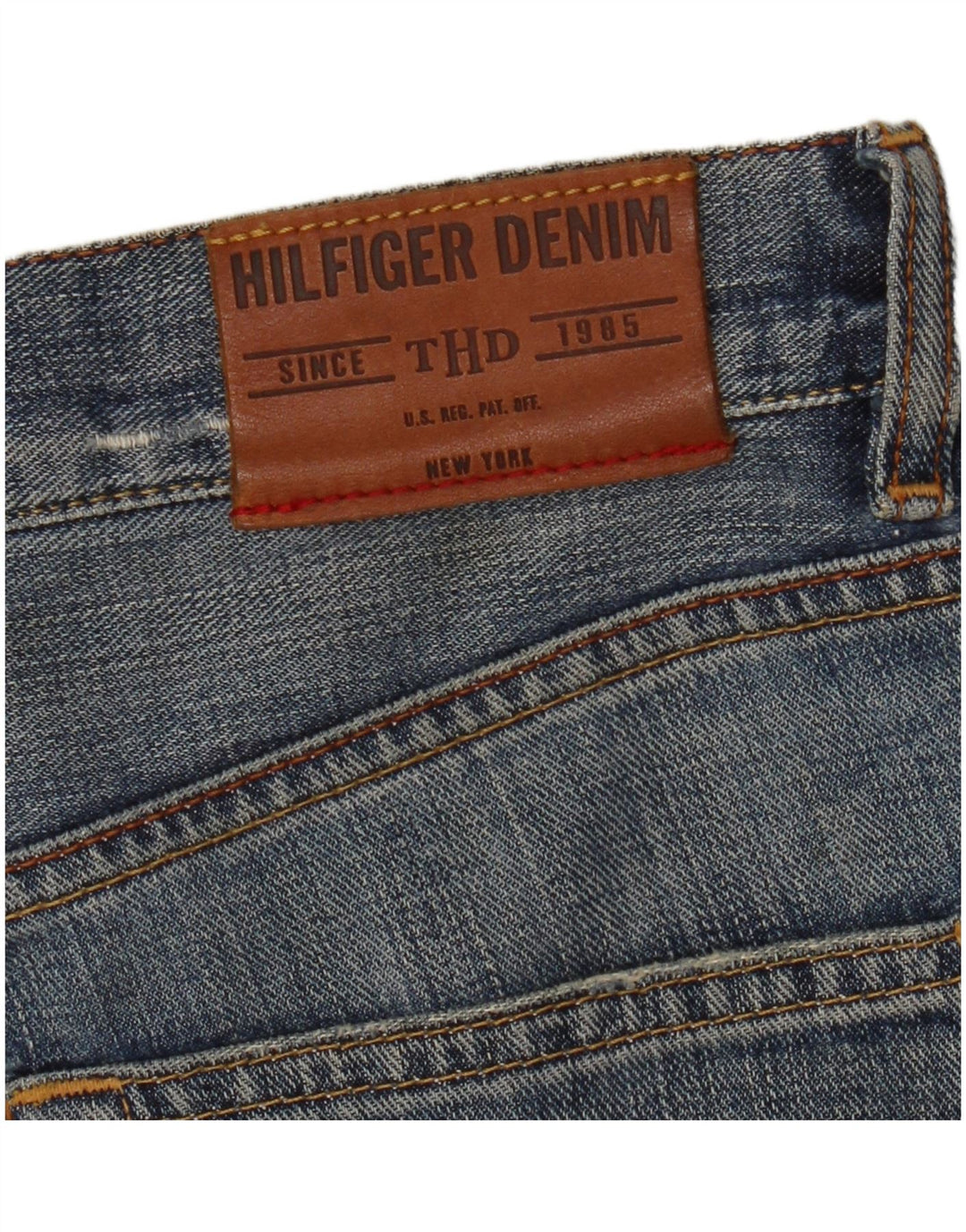 Tommy Hilfiger Jean droit vieilli pour homme W32 L35 Bleu