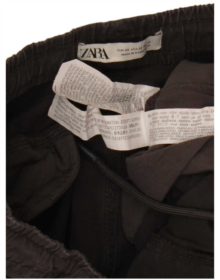 Zara Pantalon Cargo Joggers Homme EU 42 Large W32 L28 Coton Noir