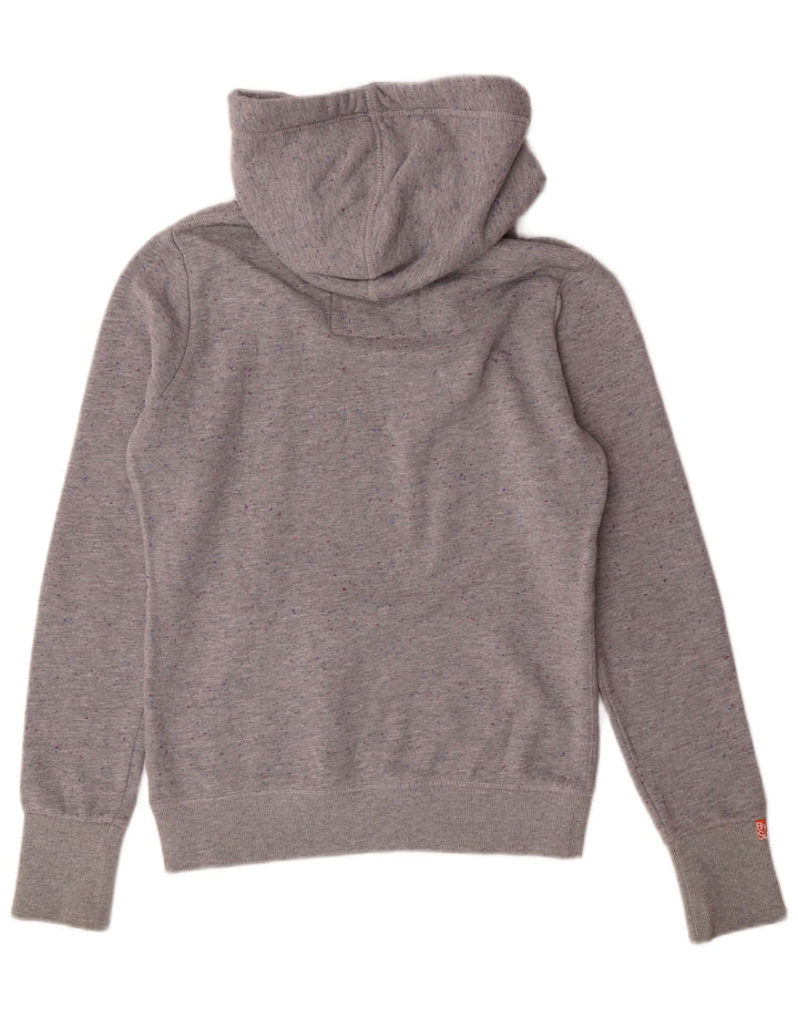 SUPERDRY Pull à capuche graphique pour femme UK 14 Polyester moucheté gris moyen