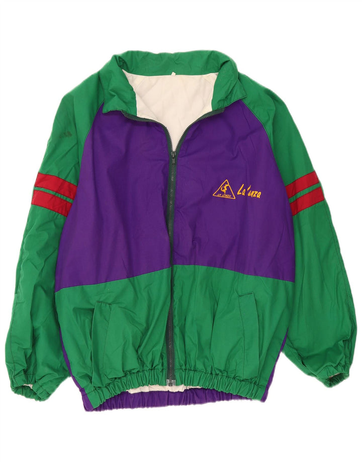 Vintage Mens Coupe-Vent Survêtement Top Veste IT 54 2XL Vert Colourblock