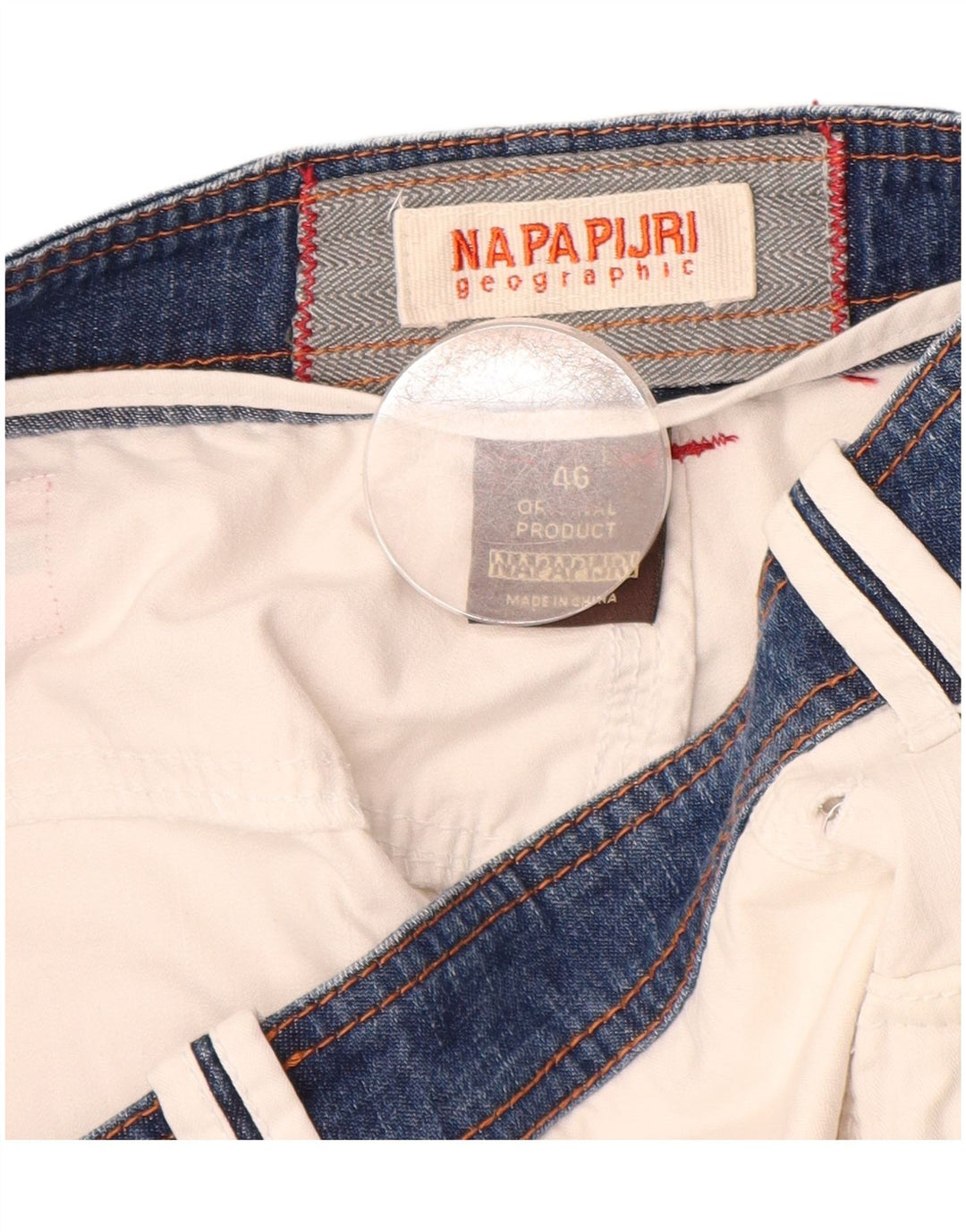Napapijri Short cargo graphique pour homme IT 46 Small W30 Blanc