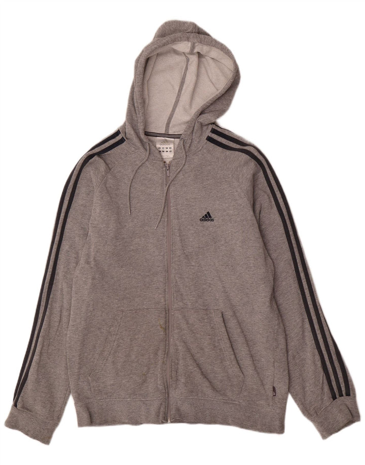ADIDAS Pull à capuche zippé pour homme en coton moucheté gris moyen