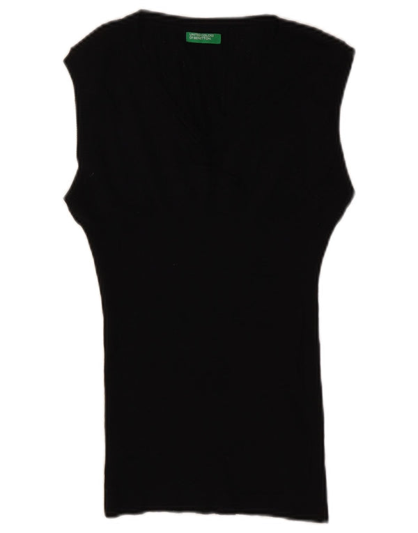Benetton Débardeur Femme UK 14 Large Laine Noire