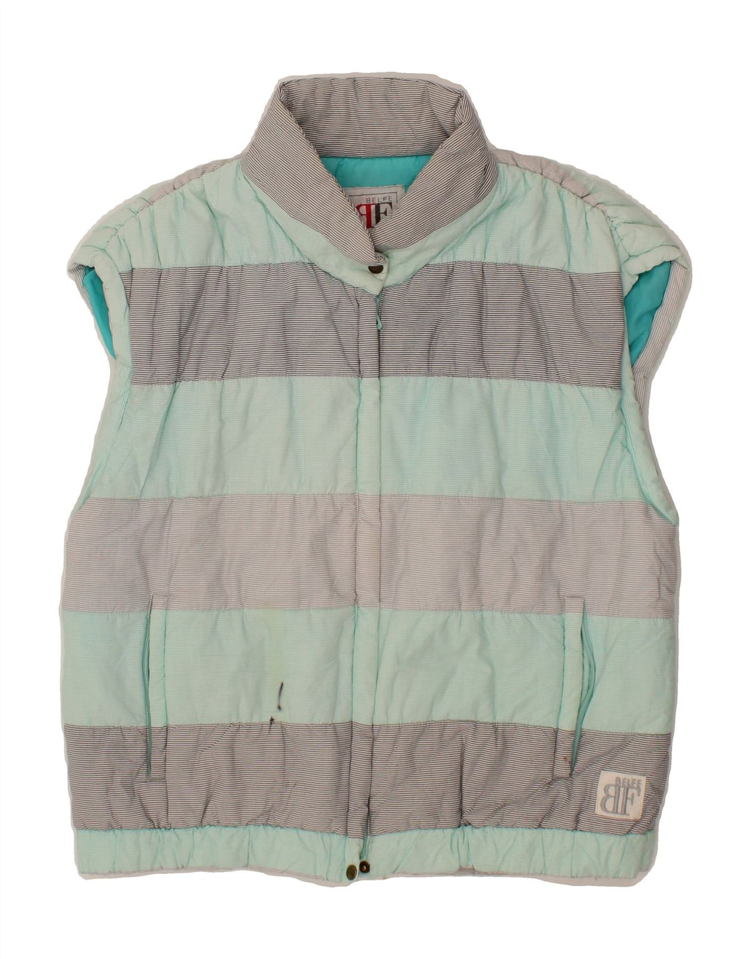 BELFE Womens Padded Gilet IT 42 Medium Grey Striped Vintage Belfe and Second-Hand Belfe from Messina Hembry 