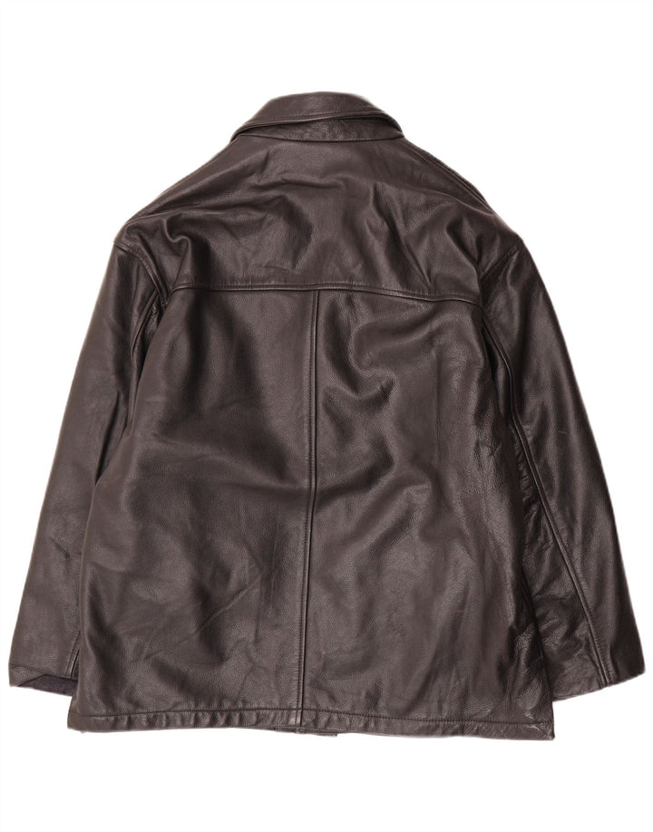 Veste blazer en cuir à 3 boutons vintage pour homme IT 48 Cuir noir moyen