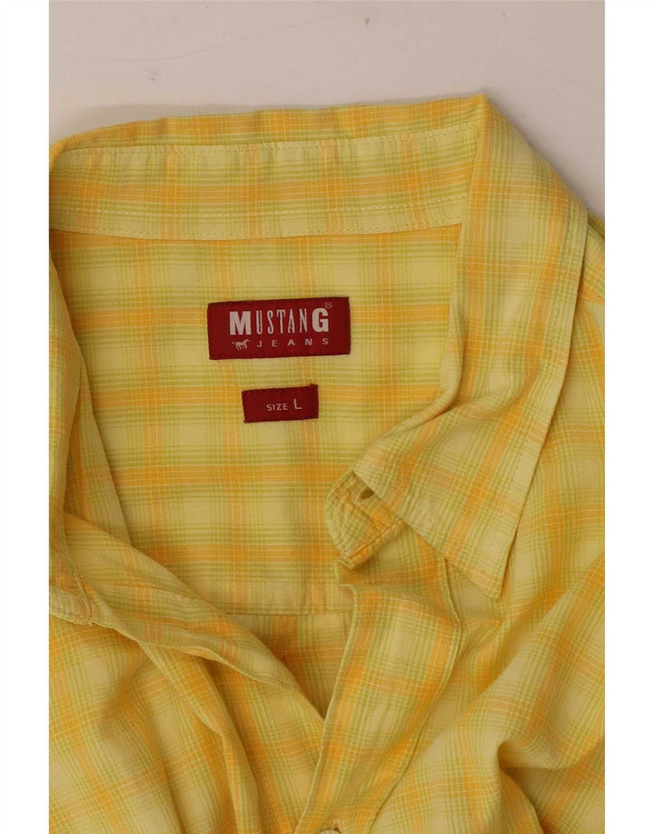 Mustang Chemise à manches courtes pour homme Grand carreaux jaunes
