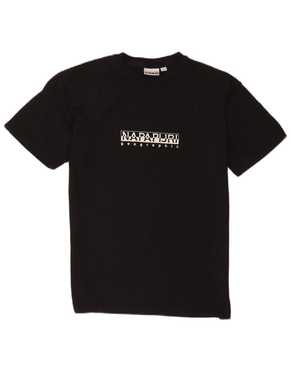 Napapijri Homme Geographic Graphic T-Shirt Top Petit Noir Coton