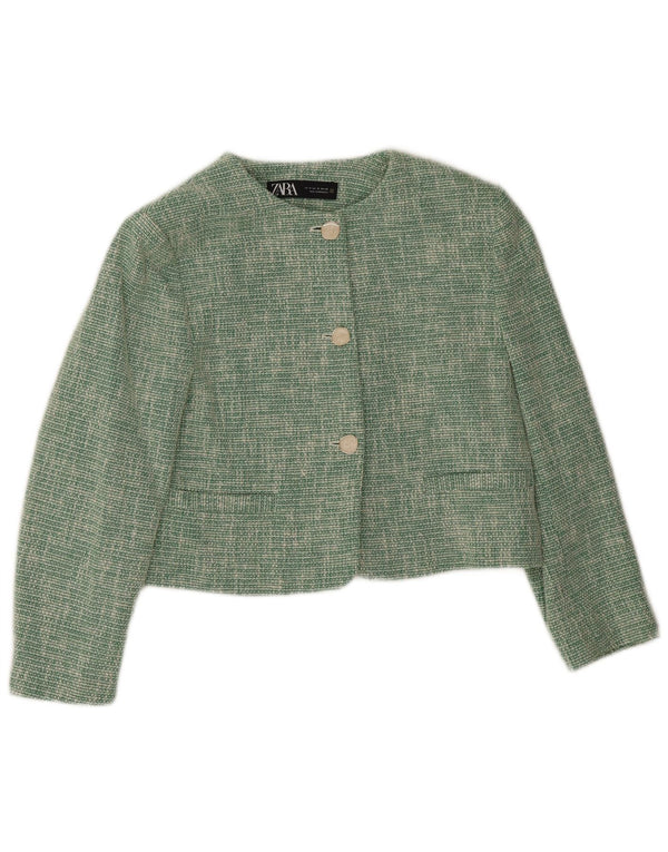 Zara Veste blazer courte à 3 boutons pour femme UK 14 en acétate vert moyen