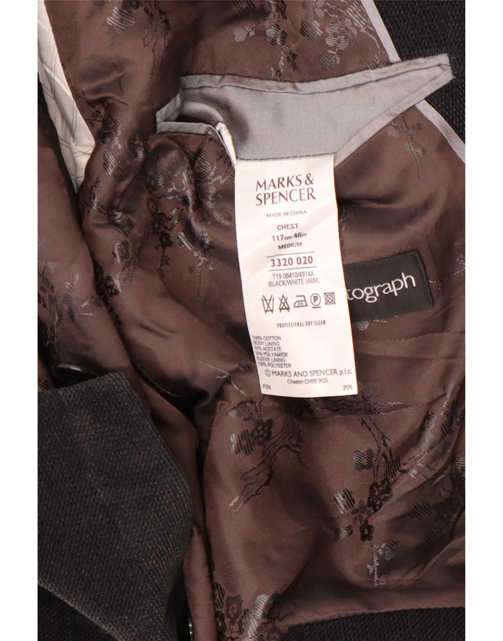 Marks & Spencer Veste blazer autographe à 2 boutons pour homme UK 46 XL Gris Coton