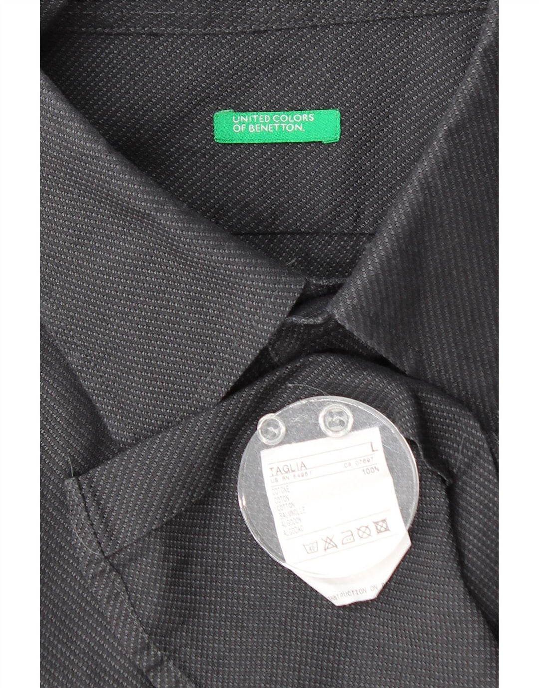 BENETTON Chemise Homme Large Gris Moucheté Coton