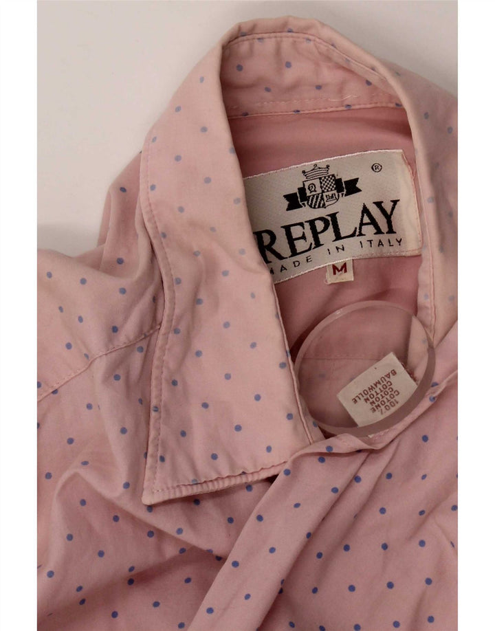 Replay Chemise Homme Rose Moyen Coton Tacheté