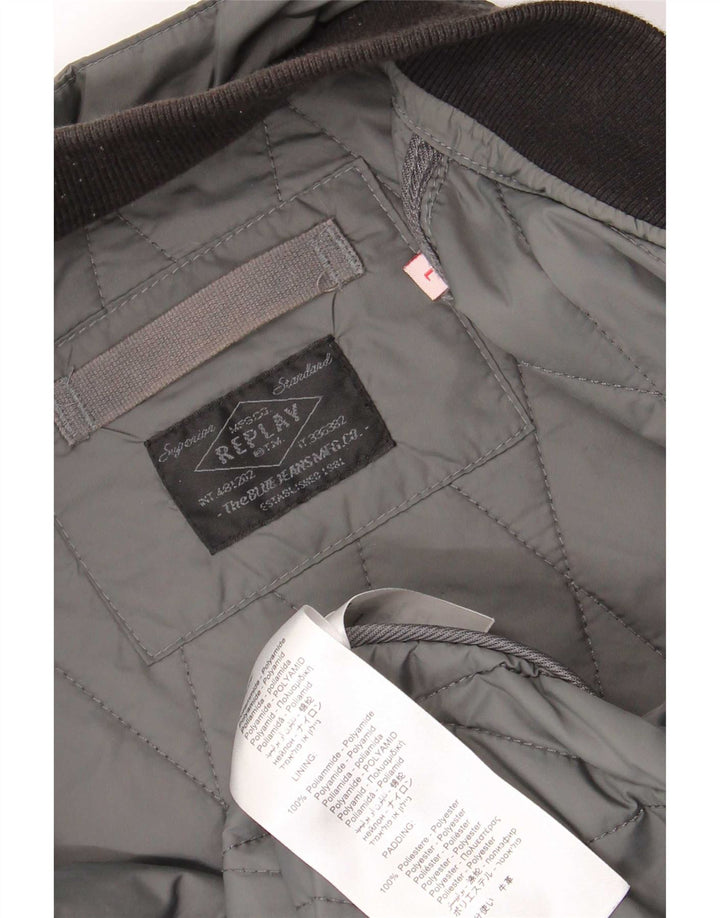 Replay Veste matelassée pour homme UK 40 Large Gris Colorblock Polyamide