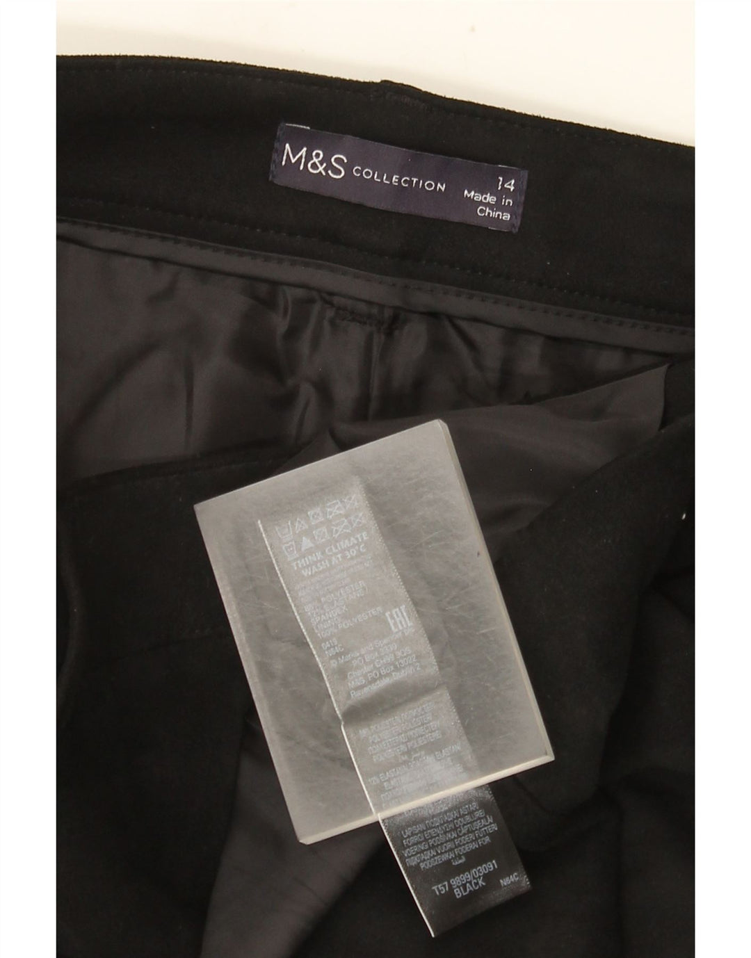 Marks & Spencer Mini-jupe femme UK 14 Large W32 Noir Polyester