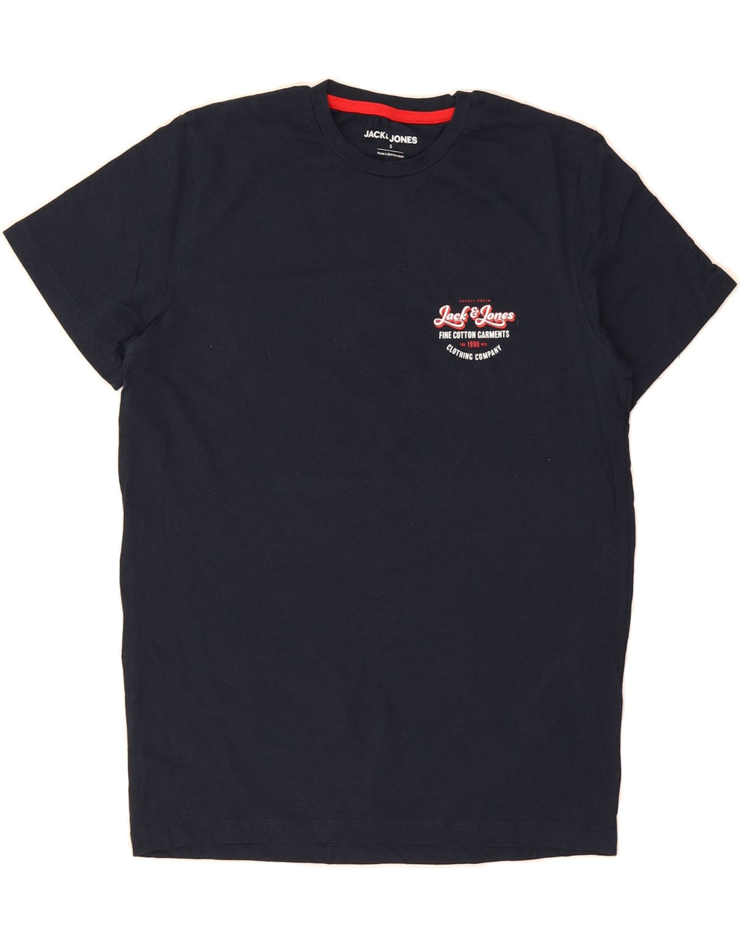 JACK & JONES Mens T-Shirt Top Small Navy Blue Cotton Vintage Jack & Jones and Second-Hand Jack & Jones from Messina Hembry 