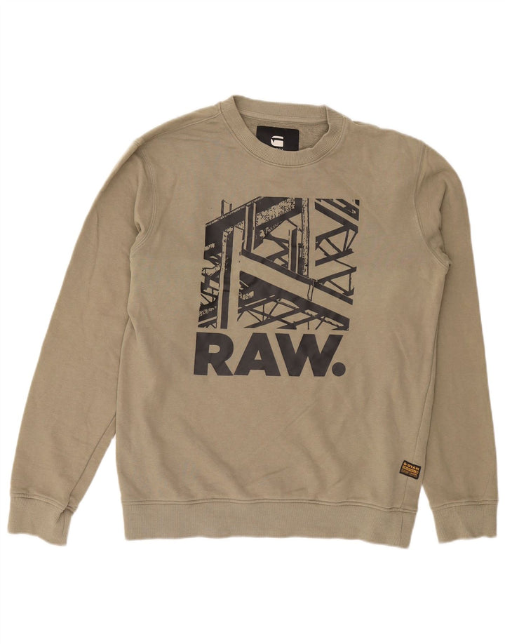 G-Star Sweat-shirt graphique en coton kaki moyen pour homme